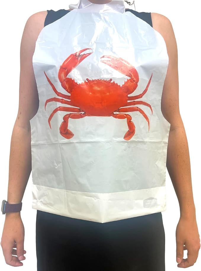 AMSCO Disposables Disposable Crab Bibs - Clothing Protectors for Crawfish, Lobster, Seafood Boil, Restaurants or Home