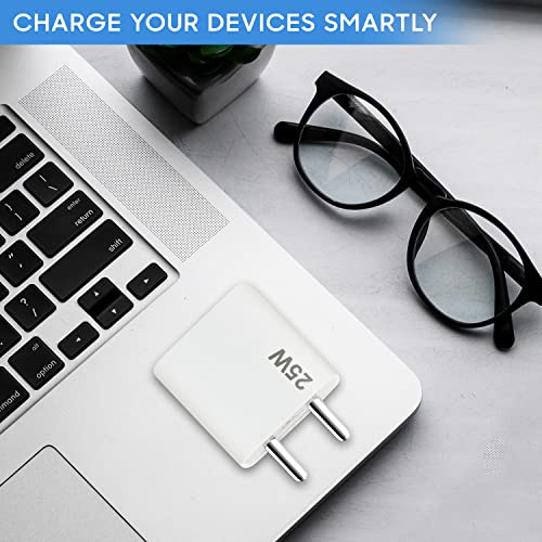 Image of ZYBUX 25W Fast Type C Google Charger Adapter For Pixel 6A,Pixel 7,Pixel 7 Pro,Pixel 6 Pro,Pixel 5,4 Chrome Book Type C Charger,Your Pixel Series Mobile Phone With Usb-C 25 Watt Charging Adaptor,White