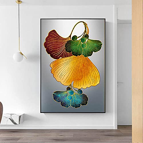 Goud Ginkgo Biloba Blad Plant Abstracte Canvas Schilderij Poster Nordic Muur Art Print Moderne Foto Woonkamer… - Image 5