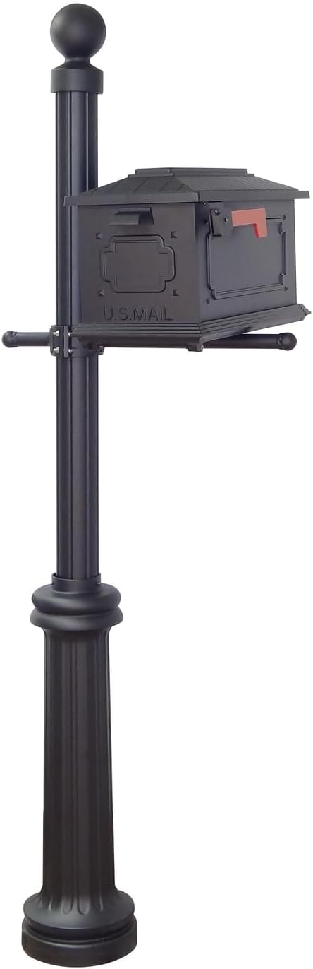 Kingston Curbside Mailbox and Fresno Mailbox Post - Black
