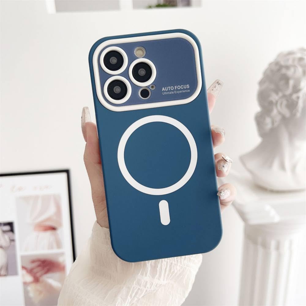 Coque de charge magnétique iPhone 13 LVTFCO silicone bleu marine