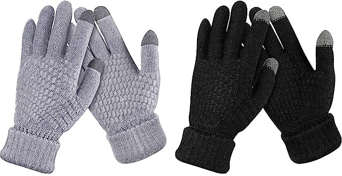 Women Winter Warm Touchscreen Gloves Thermal Soft Lining Elastic Assorted Color 2 Pair-image-12