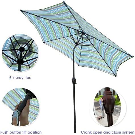 8.6ft Outdoor Patio Market Umbrella, Aluminum Polyester Table Umbrella with Push Button Tilt and Crank (Umbrella Base Not Included)