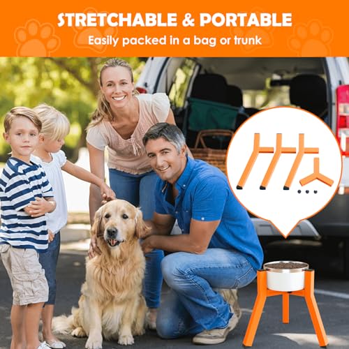 SHAINFUN Suporte Para Tigela De Cachorro Laranja Para Cães Grandes, Tigelas Altas Elevadas Com Largu