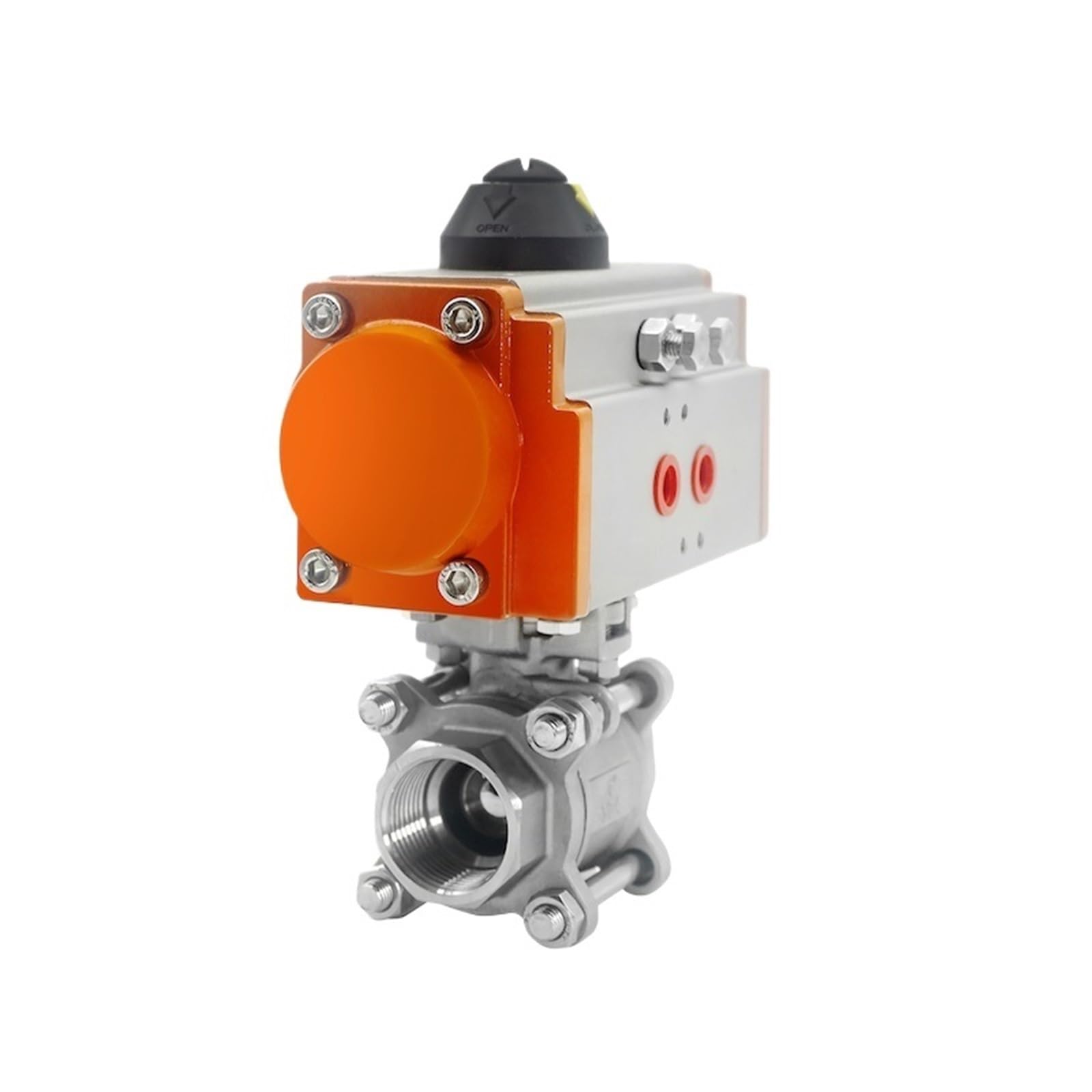 Vanne à bille pneumatique double effet DN32 inox 1-1/4 femelle coupure rapide