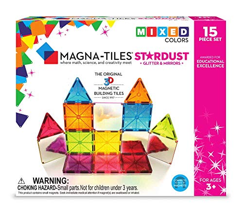 Magna-Tiles Stardust 15 Piece Set - 3D magnetic building tiles,for For Ages 3+, 9 x 2 x 7.5 inches