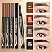 Microblading Eyebrow Pen, 2024 New Eyebrow Microblading Pen Magic 4-Tip Eyebrow Tattoo Pencil Waterproof Eye Brow Pen, Eye Brow Pencils for Women Natural Makeup Last All Day (Dark Brown)