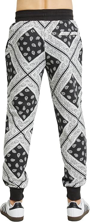 Men’s Bandana Print Fleece Joggers – Warm Winter Sweatpants with Elastic Drawstring Waist, Soft Lined Streetwear Pants - Image 4