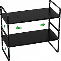Vista 12 de Estante organizador de gabinete expandible, organizador de despensa, estantes apilables, encimera de cocina debajo del fregadero, estante