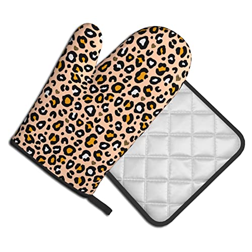 Oven Mitts And Pot Holders Sets,Leopard Print Oven Mitt Pot Holders And Baking Gloves For Cooking Baking Bbq #TOP17