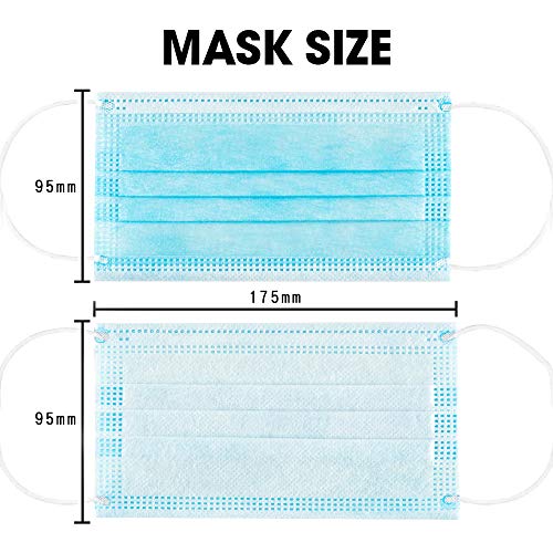 Disposable Masks Blue Face Mask 50 PCS 3 Ply Breathable Face Masks with Elastic Ear Loop & Metal Nose Clip Bridge, Non-Woven Face Mouth Protection Mask for Personal Care Adult Men Women Office Outdoor - Thumbnail 5