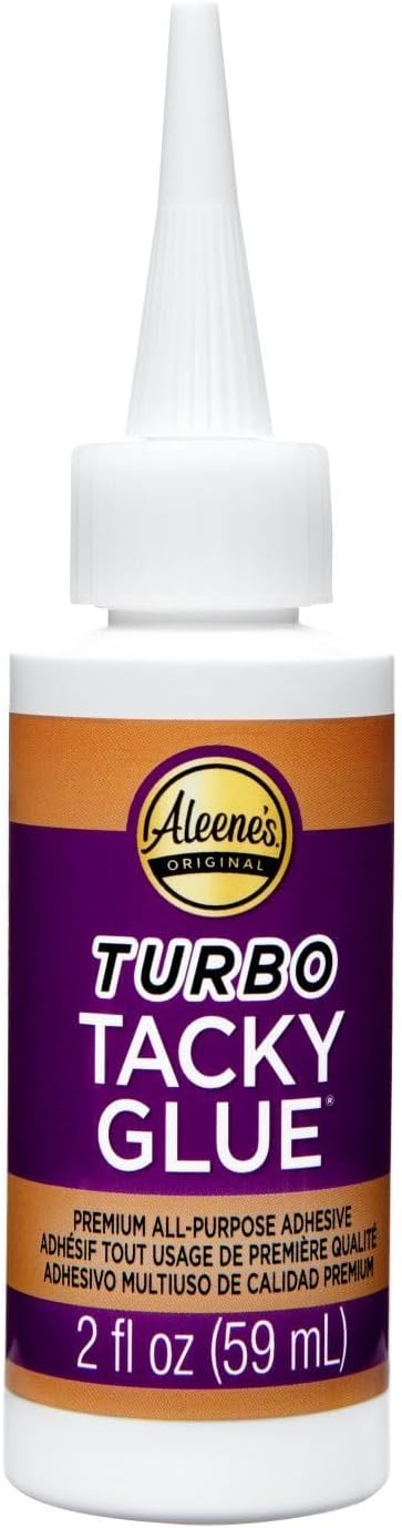 Turbo Tacky Glue for Crafts, Needlenose Tip for Precision Application, Stong Bond Adhesive, Dries Clear, 2 fl oz