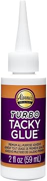 Aleenes Turbo Tacky Glue for Crafts, Needlenose Tip for Precision Application, Stong Bond Adhesive, Dries Clear, 2 fl oz