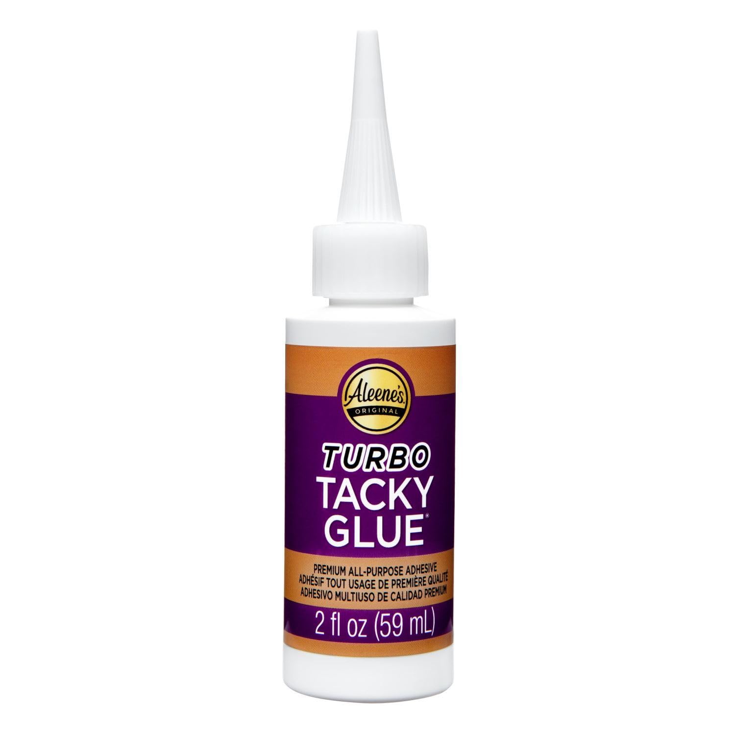 Turbo Tacky Glue for Crafts, Needlenose Tip for Precision Application, Stong Bond Adhesive, Dries Clear, 2 fl oz