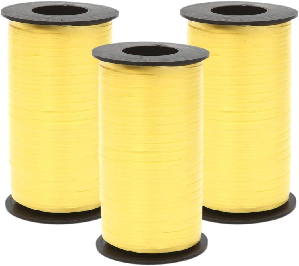 Berwick Splendorette Crimped Curling Ribbon, 3/16-Inch Wide by 500-Yard Spool, Yellow (Pack of 3)