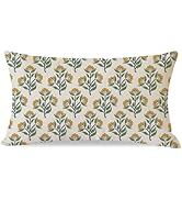 PANDICORN Floral Throw Pillow Cover 12x20 Inch Green and Yellow Vintage Boho Outdoor Cottage Spri...