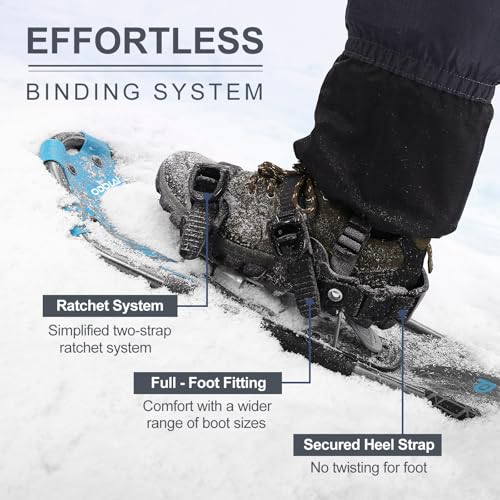 image for Odoland 4-in-1 Snowshoes for Men and Women with Trekking Poles, Carryi
