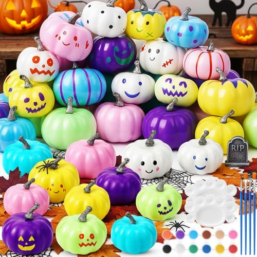 Yalikop 50 Pcs Halloween DIY Pumpkin Painting Kits 42 Halloween