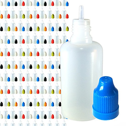 510 Central 30mL LDPE Plastic Thin Tip Dropper Bottles (100 Pack, Multi Color Caps)