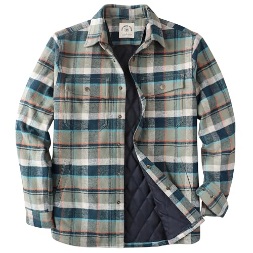 Dubinik Mens Shacket Lightweight Jacket Cozy Warm Lined Overshirt Flannel Shirts For Men Long Sleeve Snap Casual Plaid