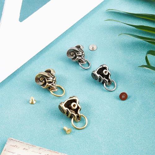 Image of GORGECRAFT 4Pcs 2 Colors Brass Conchos Screw Back Skull Stud Back Rivets Leather Crafting Coin Concho Skull Head Punk Decorative Nail Buttons for DIY Denim Jeans Decoration Wallet Chain Connector