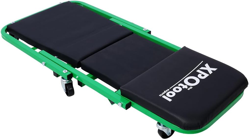36" Mechanic Creeper and Rolling Stool, Convertible Z Creeper Seat with 6 Swivel Casters, 300 lbs Capacity Steel Frame Garage Chair for Auto Repair Shop Maintenance,Green