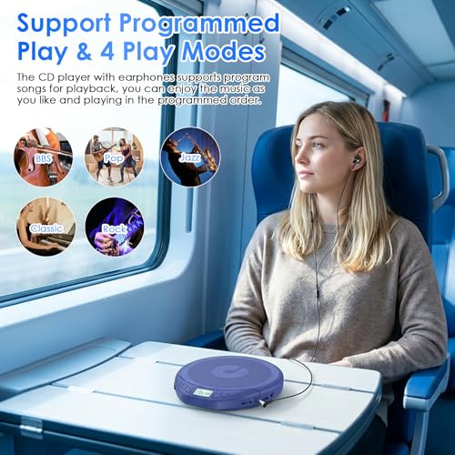 Image of Gueray Portable CD Player with Earphones CD Player for Ca