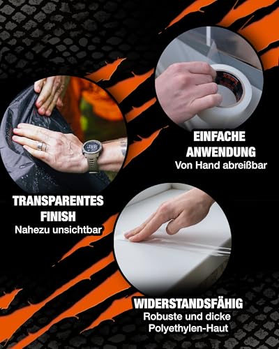 T-Rex – All Weather transparentes Klebeband 48mm x 25m wetterfest, wasserdicht & hitzebeständig – Extra Starkes Panzertape für Indoor & Outdoor – UV-fest – Ideal für Reparatur von Markisen & Zelte