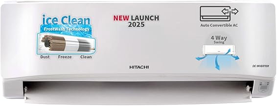 Hitachi 1 Ton Class 3 Star Xpandable+ Inverter Split AC (100% Copper, 4-Way Swing, ice Clean, Dust Filter, 3400SXL RAS.D312PCBIBS, White)