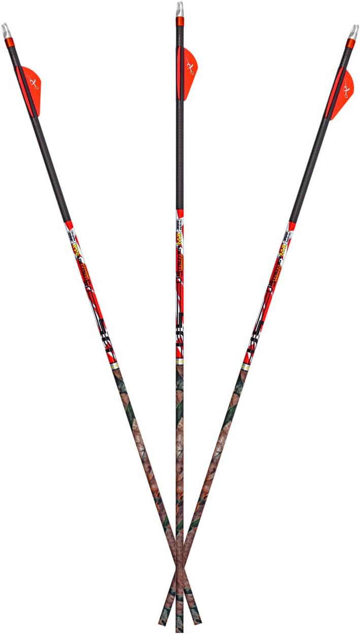 Carbon Express D-Stroyer MX Hunter 400 6PK Fletched Arrows, Red, Camo, One Size (51147)