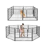 PANTAZO Dog Playpen Outdoor/Indoor 8 Panels 24'' Height Dog Pens Heavy Duty Anti-Rust Material Pet F