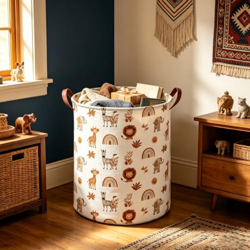 Image of Boho animals Laundry Basket,Waterproof folding basket with handle,Clothes Organizer Baskets(Boho animals)