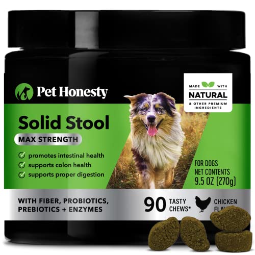 PetHonesty Super Pooper Solid Stool Max Strength Chews - Perfect Poop Every Day, Diarrhea & Bowel Support - Fiber, Probiotics, Prebiotics & Digestive Enzymes - Digestion & Health for Dogs (90 Count)
