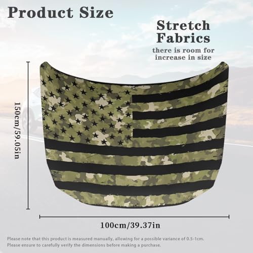 Image of American Flag Green Camo Car Hood Cover Stretchable Car Hood Protector Waterproof Sun Proof 4th of July Patriotic Decorations Easy Installation for Most Sedans SUV Trucks Pickup