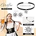 Sinmoe 3 Stück Trachtenschmuck Set Bayerisch Bierfest Dirndlschmuck Elegante Trachtenkette mit Ohrstecker Edelweiß Halskette Samt Kropfband für Damen Bierfest Trachten Dirndl Accessoires(Schwarz)
