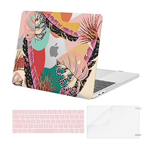 MOSISO Compatible with MacBook Pro 13 inch Case M2 2023, 2022, 2021-2016 A2338 M1 A2251 A2289 A2159 A1989 A1708 A1706, Plastic Pattern Hard Case&Keyboard Skin&Screen Protector,Abstract Peacock Feather