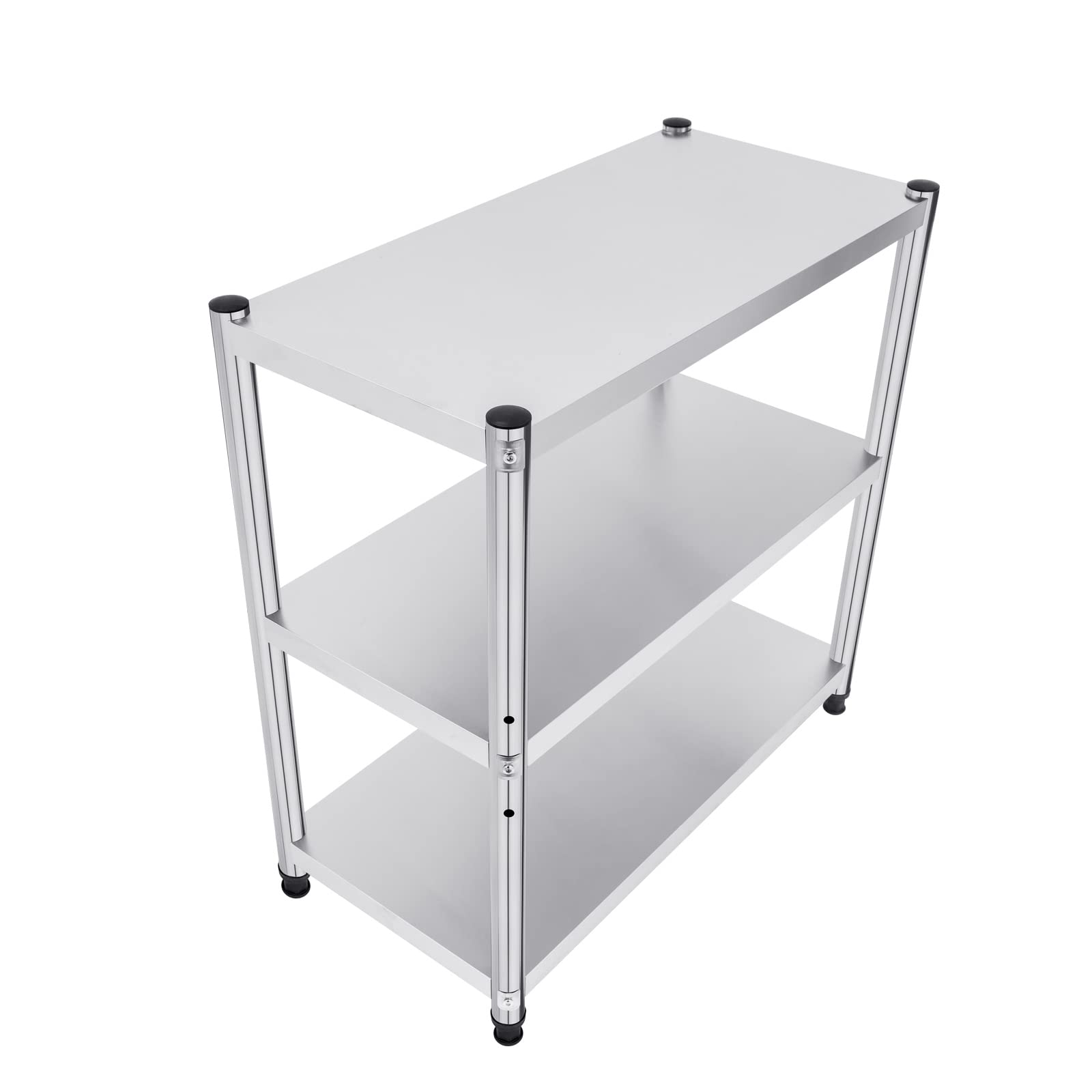 Scaffale da cucina a 3 ripiani in acciaio inox resistente, capacità 50 kg, organizer per dispensa per casa e ristorante, soluzione di archiviazione durevole, 80 x 80 x 40 cm