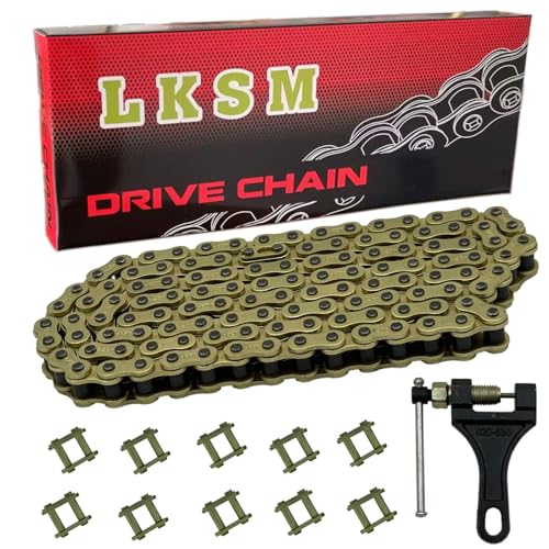428H Motorcycle Gold Chain 122 Links with Chain Breaker for 125 1...