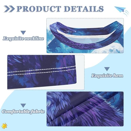 Boys Short Sleeve T-Shirts Wolf Lunar Portrait Rashguard Kids Swim Shirts Sun UPF 50+3