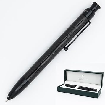 Monteverde Engage One-Touch Liquid Ink Rollerball, Black Carbon Fiber - Retractable, Medium Point Aldo Domani, Capless - Elegant Carbon Fiber with Fountain Pen Ink Flow