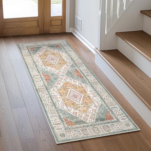 GENIMO 2x10 Non Slip Hallway Runner Rug, Machine Washable, Thin & Low Pile Lightweight for Kitchen, Laundry, Entryway, Bedroom & Living Room
