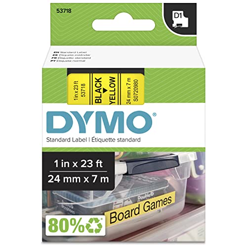 DYMO D1 Label Cassette Tape 24mm x 7M - Black on Yellow