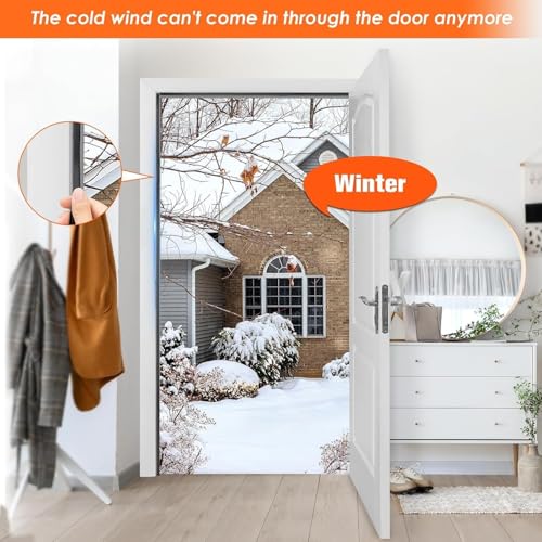 Image of FRONTED Door Weather Strip Draught Excluder for Doors Self Adhesive Foam Draft Excluder for Windows Door Insulation Strip Weather Stripping Door Seal Strip, Epdm, Foam, Rubber (Black)