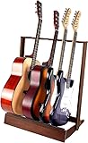 SNIGJAT Guitar Stand for Multiple Guitars (6 Electric or Bass, or 4 Acoustic Guitars), Wood Guitar Rack for Home, Studio, Guitar Display Rack Stand, Foldable Floor Guitar Holder, Guitar Gift for Men