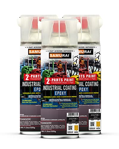 Samurai 2-Part Spray Paint Epoxy Primer For Industrial (Metal Primer Red Oxide, Pack Of 3 Cans) #TOP11