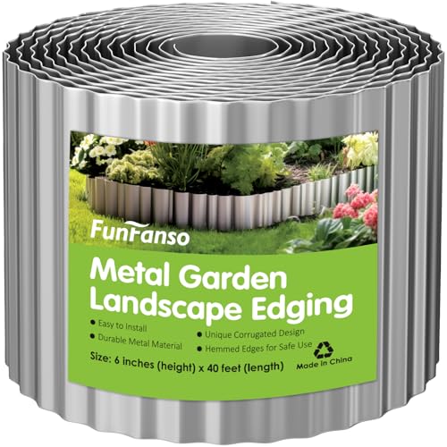 Metal Garden Edging Border, 6IN x 40FT Corrugated Landscape Edging