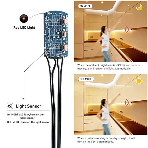 Sensky Bs010Bb Dc 12V/24V 3A Mini Dimmable Pir Motion Sensor Switch,Occupancy Sensor Switch For Gun Safe, Kitchen Cabinet, Pantry, Closet Led Lighting (Black-With Light Sensor) #TOP3