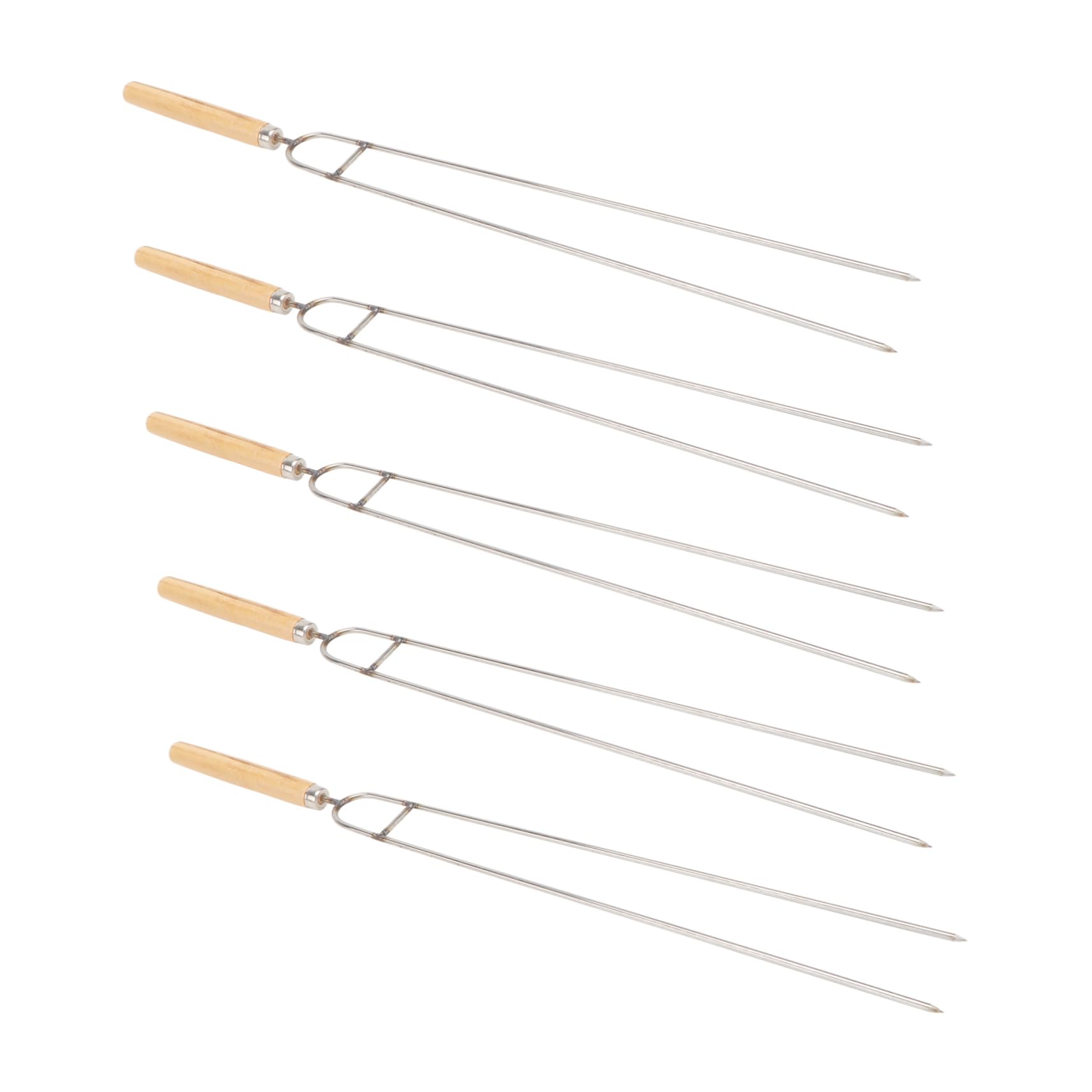 DECOMELODY 5Pcs Stainless Steel Bbq Forks with Handle Non Magnetic U Shaped Roasting Needles for Chicken Wings Lamb Legs Durable Bbq Tools for Grilling Outdoor Cooking
