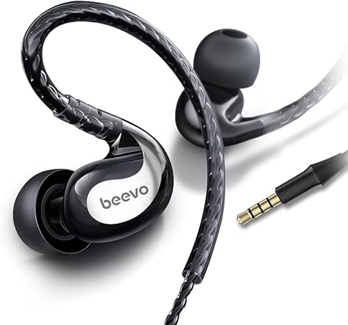 Miniatura 1 de Auriculares deportivos con cable con micrófono, 0.138 in Plug Jack Auriculares con gancho sobre la oreja, auriculares con gancho para correr en la