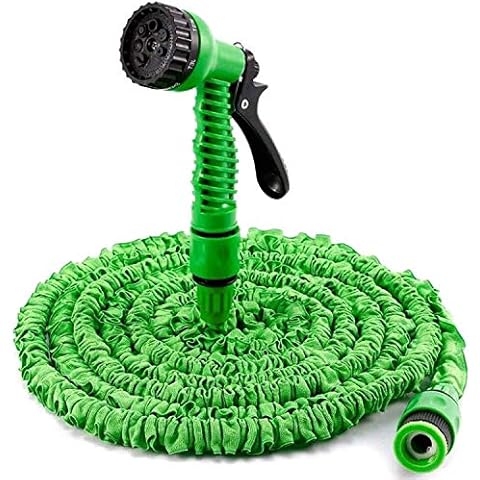 Expandable 150FT Garden Water Hose Pipe Flexible Lightweight Non Kink Hose Pipes Reel with 7 Functions Spray Gun Green 2 Years Warranty Cover